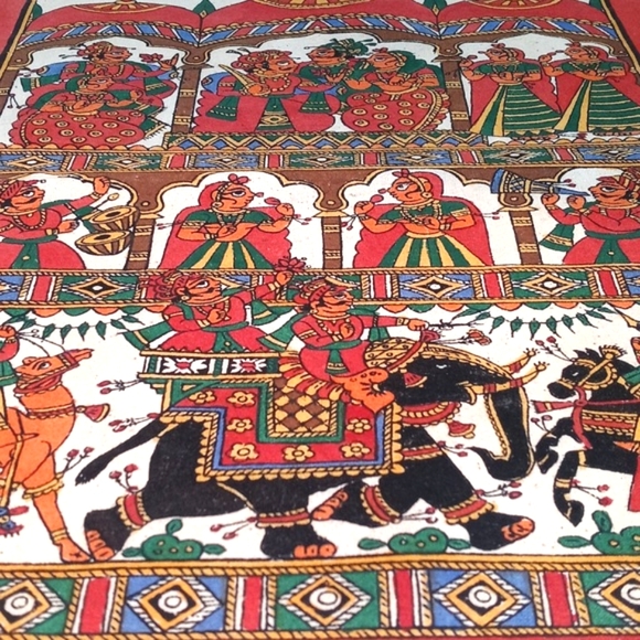 2 Piece Stunning and Unique Antique/ Vintage Hand Painted Tapestries From India - Picture 10 of 16